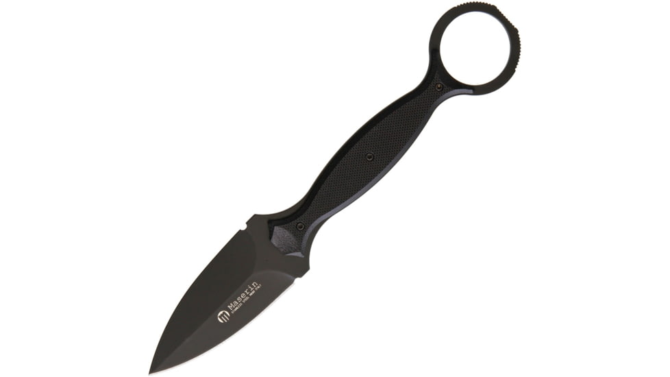 Maserin Neck Knife N690 G10 Fixed Blade Knife, Neck Knife, 7.5in Overall, 2.75in Black N690 SS Spear Point Blade, Black G10 Handle, Tec Lock Belt Clip Attachment, Black Kydex Sheath, Black, 922/T