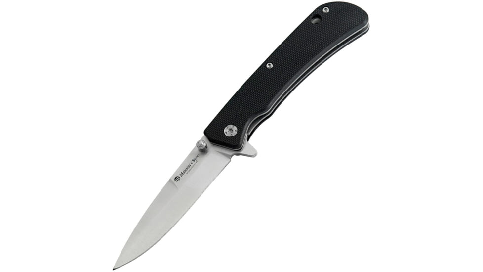 Maserin Sport Linerlock Black Folding Knife, 3 satin finish 440 stainless spear point blade, Black G10 handle, 46006G10N