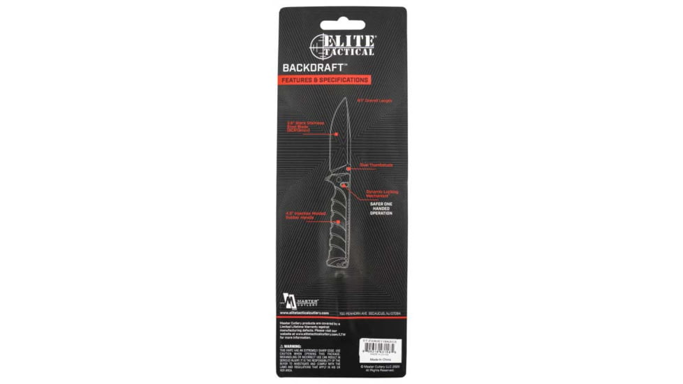 Master Cutlery Backdraft Fixed Blade Knife, 3.5 in, ETFDR011BKSC