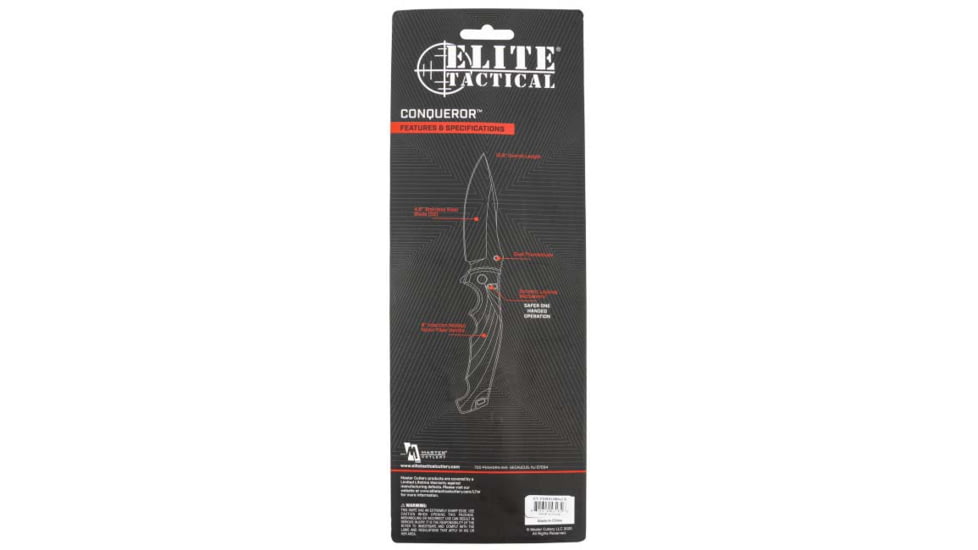 Master Cutlery Conqueror Fixed Blade Knife, 4.8 in, Drop Point, ETFDR010BKCS