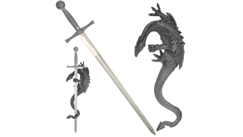 Master Cutlery Fixed Blade, 17in, Stainless Steel Blade, Steel Wire Wrapped Cast Metal Handle HK-555