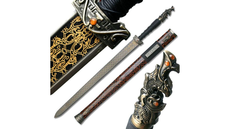 Master Cutlery Fixed Blade, 35.5in, Carbon Steel Blade, Cord Wrapped Handle SW-198