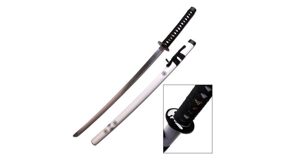 Master Cutlery Fixed Blade, 40in, Carbon Steel Blade, White Scabbard And Black Cord Wrapped Handle SW-74