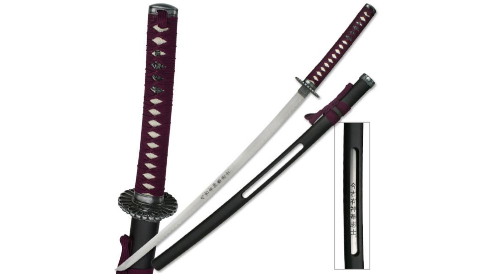 Master Cutlery Fixed Blade, 40in, Stainless Steel Blade, Purple Cord Wrapped Handle JS-627