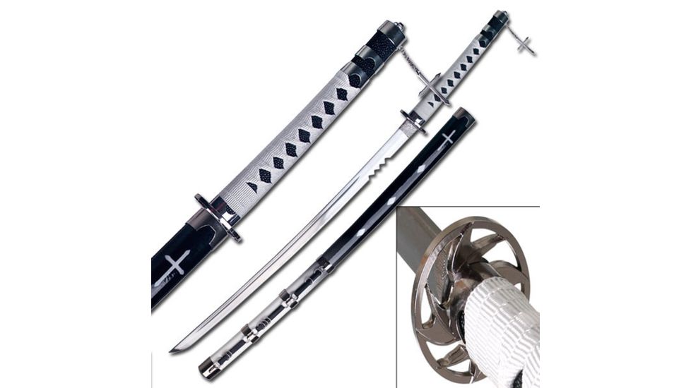 Master Cutlery Fixed Blade, 41in, Carbon Steel Blade, White Cord Wrapped Handle DH-007WB