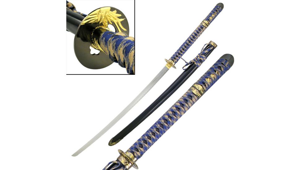 Master Cutlery Fixed Blade, 46in, Stainless Steel Blade, Hidden Tanto In Blue Handle JS-647BL