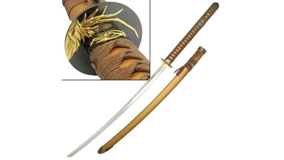 Master Cutlery Fixed Blade, 46in, Stainless Steel Blade, Hidden Tanto In Gold Handle JS-647G