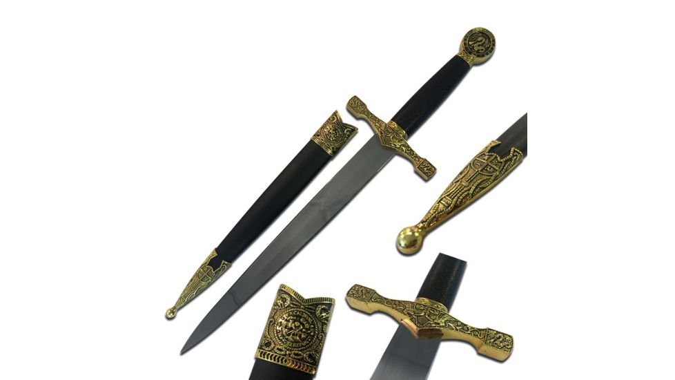 Master Cutlery Fixed Blade, 9.6in, Stainless Steel Blade, Black Nylon Fiber Handle HK-3417GD