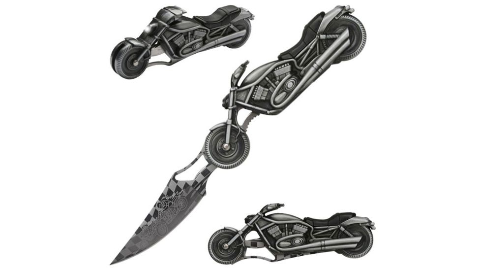 Master Cutlery Folding Blade, 2.75in, Stainless Steel Blade, Zinc Aluminum Motorcycle Design Handle PK-2375