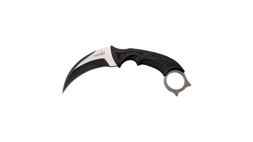 Survivor 4in Fixed Blade Knife, Stainless Steel, Hawkbill, SVFIX014CS
