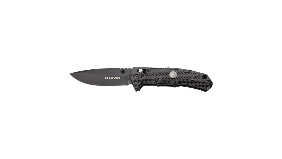 Master Cutlery Mc Usmc 3.75'' Drop Point Folder Black/black