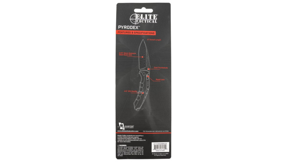 Master Cutlery Pyrodex Fixed Blade Knife, 3.3 in, Drop Point, ETFDR008BKCS