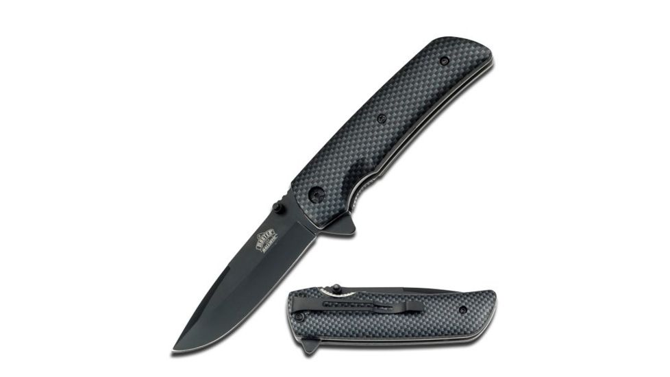 Master USA Folding Blade, 3.5in, Stainless Steel Blade, Carbon Fiber Camo Nylon Fiber Handle MU-A005CF