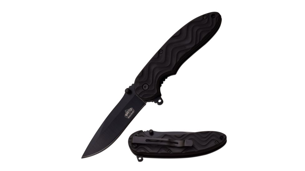 Master USA Folding Blade, 3.5in, Stainless Steel Blade, Rubberized Abs Black Handle MU-A036BK
