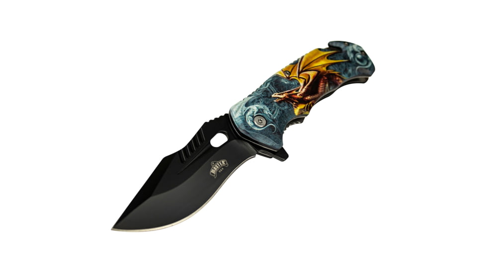 Master USA Tanto Spring Assisted Knife, 3.75 in, 3Cr13 Stainless Steel Stainless Steel, Grey/Orange, MU-A116M