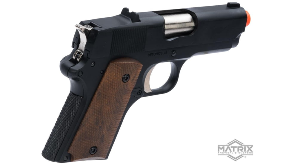 Matrix Elite Detonics 1911 .45 Combat Master Airsoft Gas Blowback Pistol, Black/Wood, GP-CH-R45A1