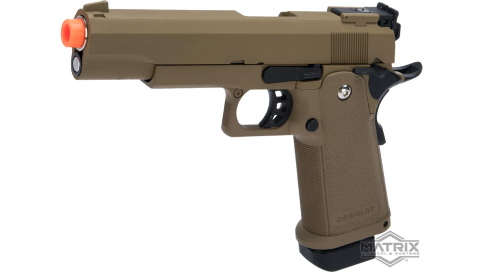 Matrix Hi-Capa Gas Blowback Airsoft Pistol, 5.1in, Tan, ASP1300004