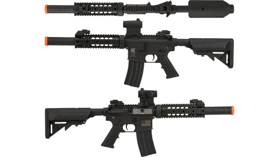 Matrix Sportsline M4 RIS Airsoft AEG Rifle w/G2 Micro-Switch Gearbox, CQB-R, Black, Large, ST-AEG-297A-BK