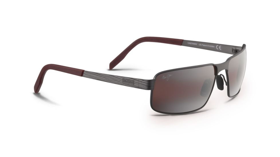 Maui Jim Castaway Sunglasses - Dark Gunmetal Frame,Polarized Maui Rose Lens R187-02C