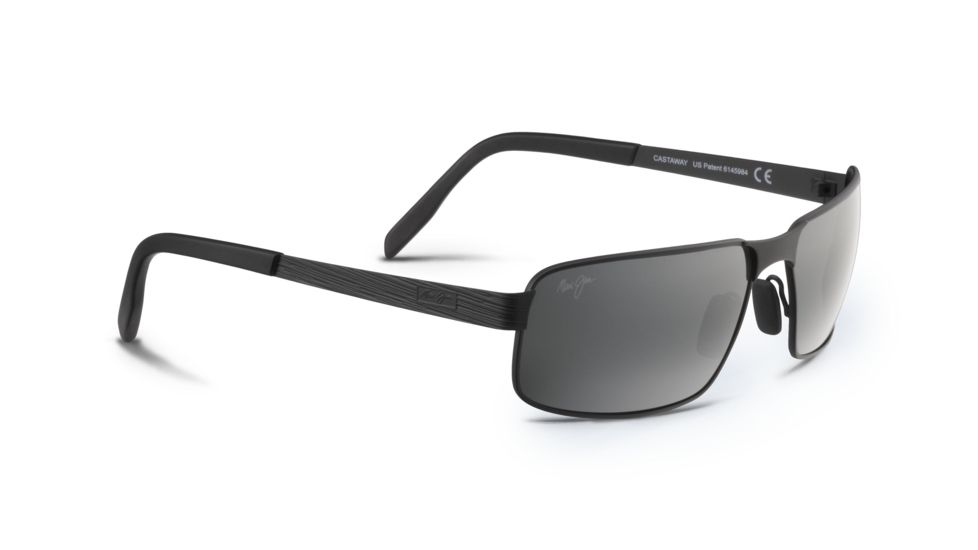 Maui Jim Castaway Sunglasses - Matte Black Frame,Polarized Neutral Grey Lens 187-02M