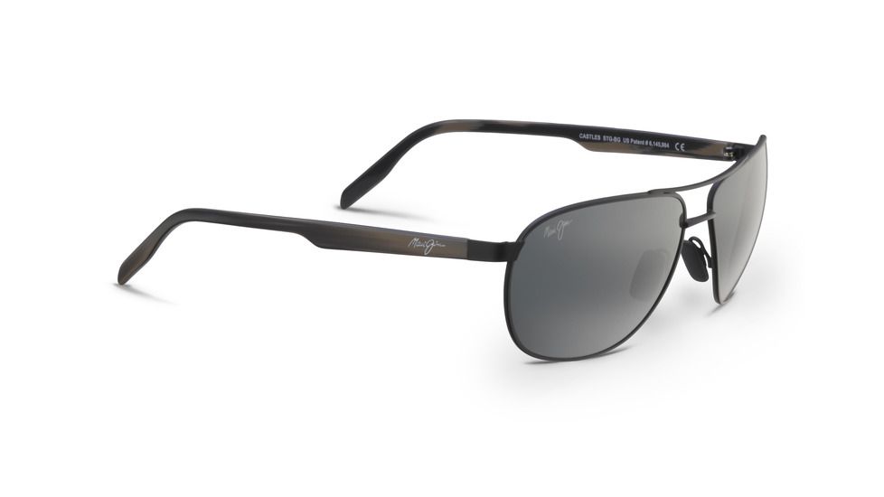 Maui Jim Castles Sunglasses, Matte Black Frame, Neutral Grey Lens, Polarized, 728-2M