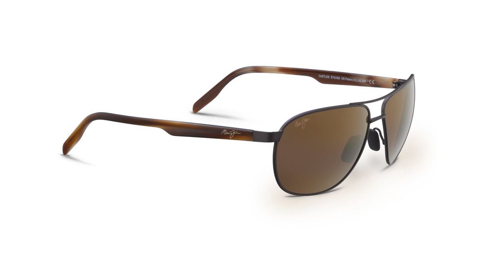 Maui Jim Castles Sunglasses, Matte Chocolate Frame, HCL Bronze Lens, Polarized, H728-01M