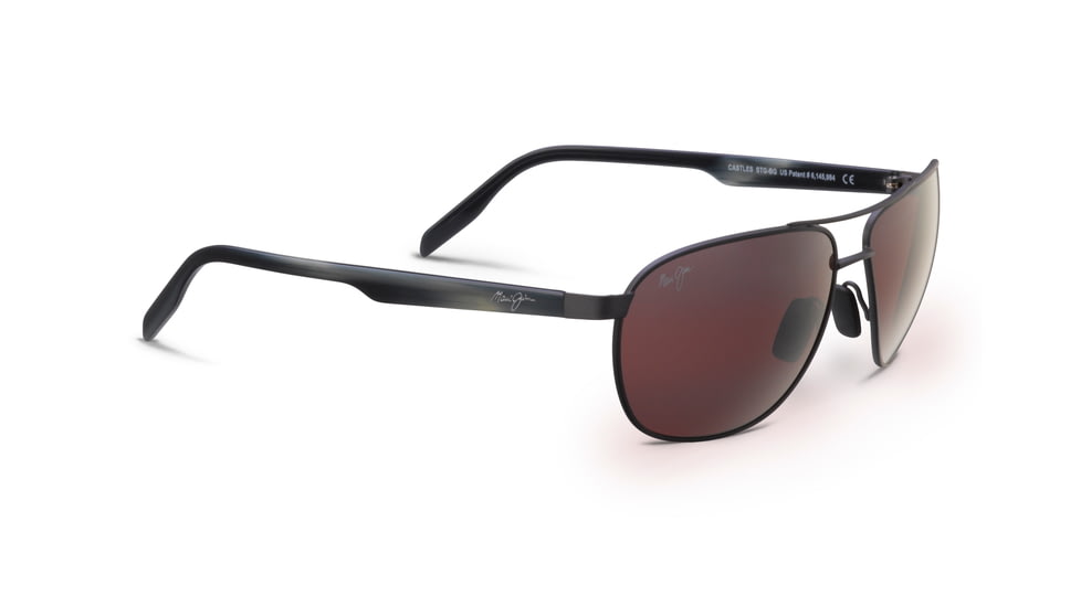 Maui Jim Castles Sunglasses, Satin Dark Gunmetal Frame, Maui Rose Lens, Polarized, R728-02S