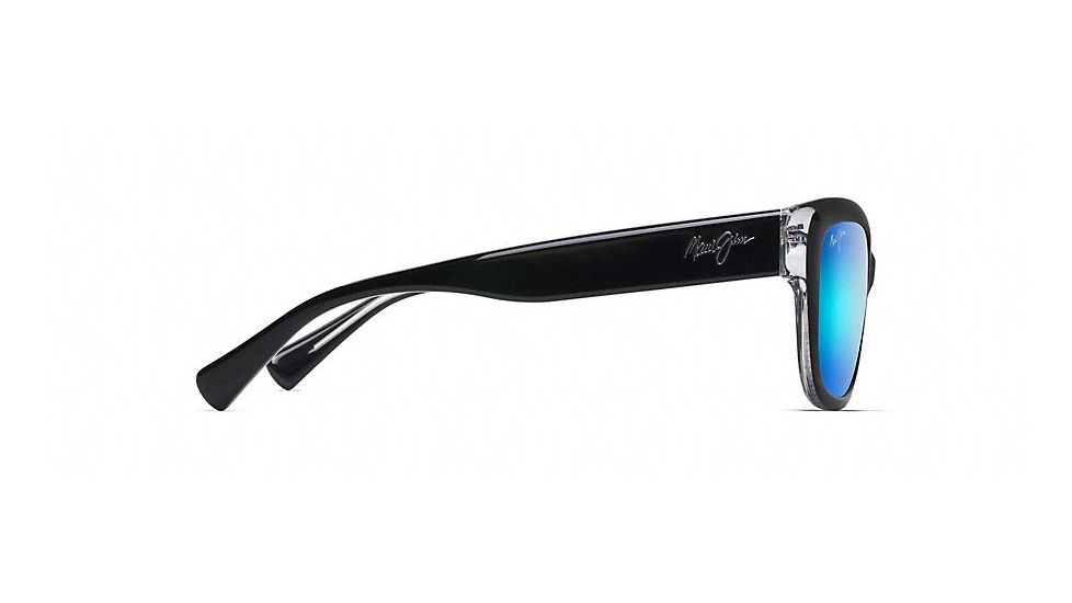 Maui Jim Plumeria Polarized Cat Eye  Sunglasses,Black with Crystal,Blue Hawaii Lens B768-02K