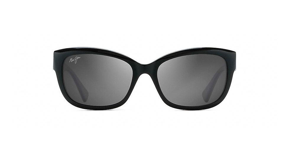 Maui Jim Plumeria Polarized Cat Eye  Sunglasses,Gloss Black,Neutral Grey Lens GS768-02