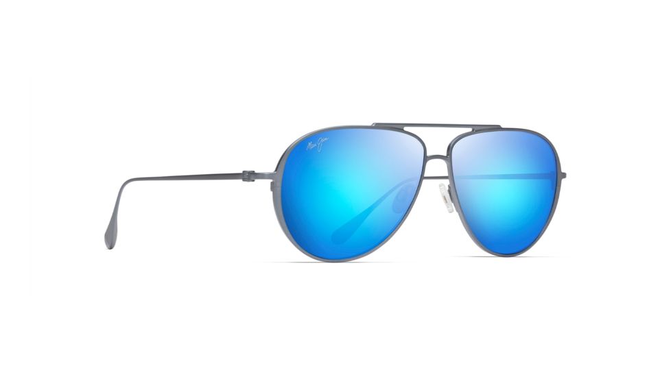 Maui Jim Shallows Polarized Aviator Sunglasses, Dove Grey Frame, Blue Hawaii Lens, Dove Grey B543-27A