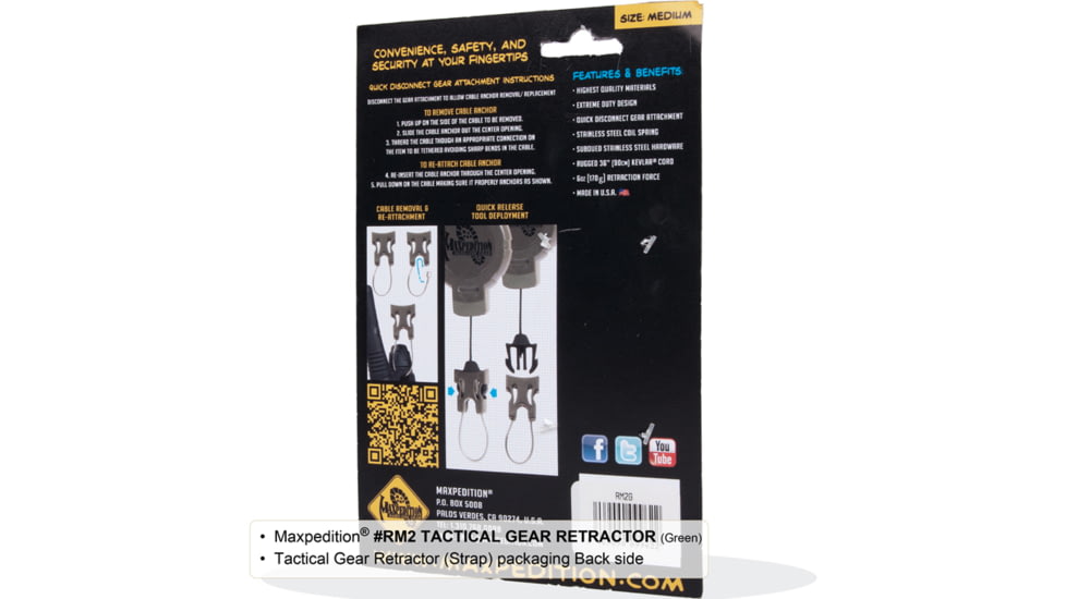 Maxpedition Tactical Gear Retractor Strap, Khaki, Medium RM2K