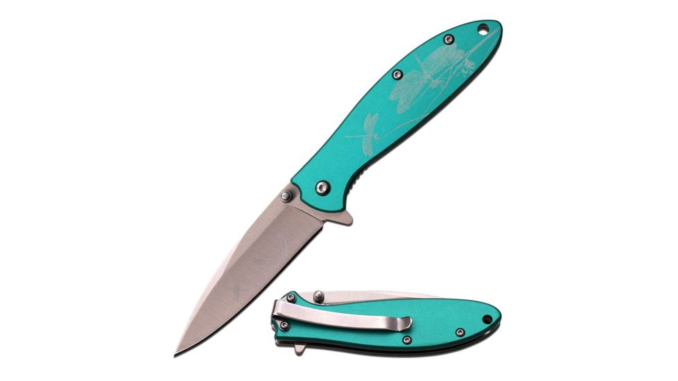MC Masters Collection Folding Blade, 3.25in, Stainless Steel Blade, Green Anodized Aluminum Handle MC-A041GN