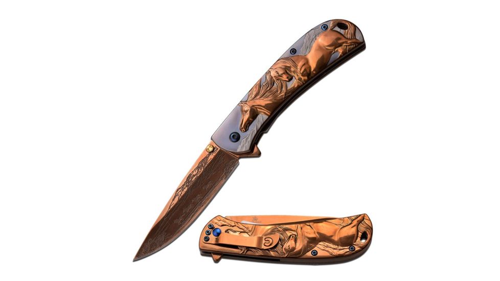 MC Masters Collection Folding Blade, 3.5in, Stainless Steel Blade, 3 Tone Treated 3D Sculpted Stainless Steel Handle MC-031CP