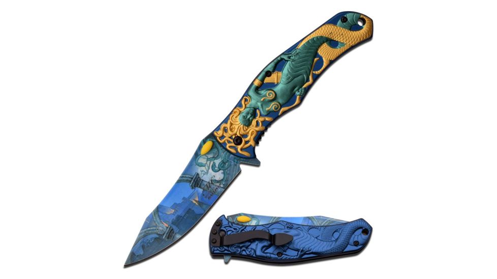 MC Masters Collection Folding Blade, 3.75in, Stainless Steel Blade, 3 Color Anodized Aluminum Handle MC-A028GG