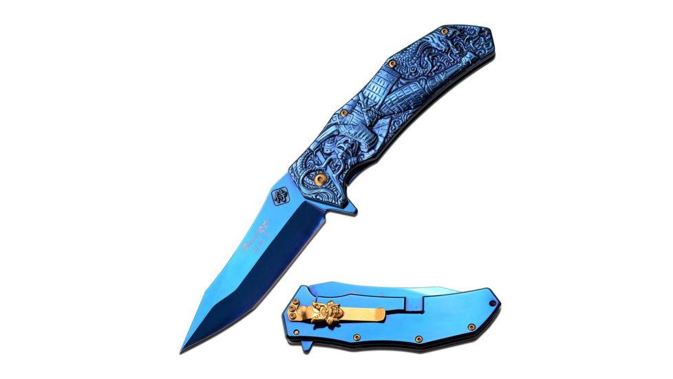 MC Masters Collection Folding Blade, 4.75in, Stainless Steel Blade, Sculpted Art Stainless Steel Handle MC-A036BL