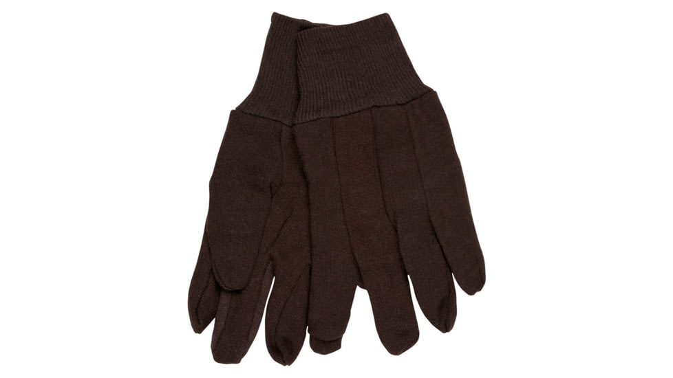 MCR Safety 7100P Brown Jersey Work Gloves, Clute Pattern with Knit Wrist, Cotton Polyester Blend, Brown, Large, 7100P