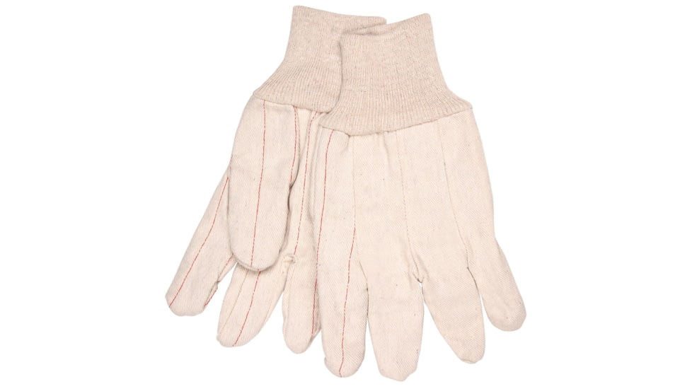 MCR Safety 9018 Double Palm Work Gloves, 18oz Cotton Polyester Blend, Clute Pattern with Straight Thumb, Knit Wrist, Natural, Large, 9018