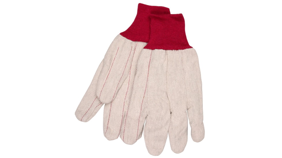 MCR Safety 9018CRPC Double Palm Work Gloves, 18oz Cotton Polyester Blend, Clute Pattern with Straight Thumb, Knit Wrist, Natural, Large, 9018CRPC