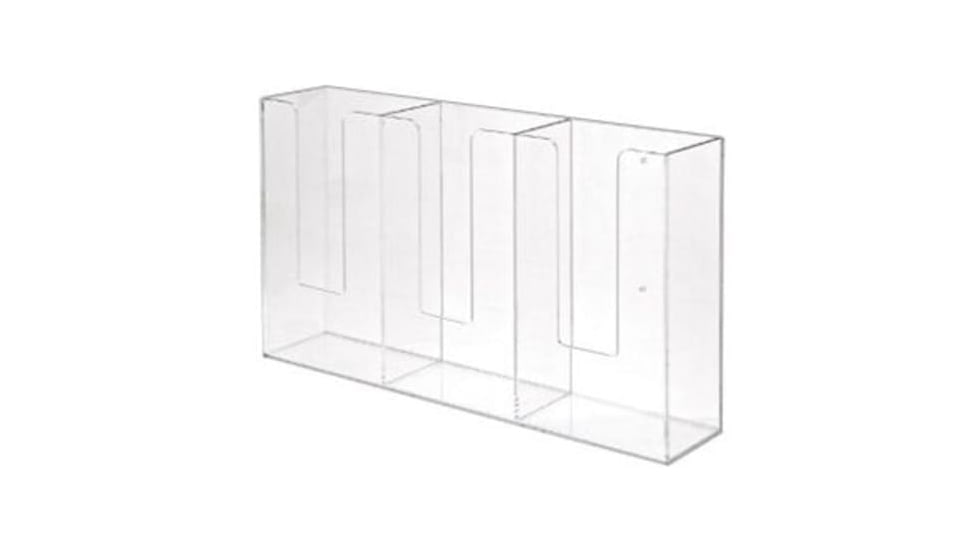 MCR Safety Acrylic Disposable Glove Dispenser w/Three Slots, Clear, 300