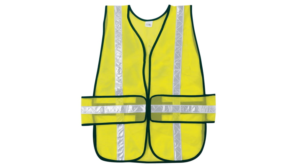 MCR Safety Adjustable Mesh Safety Vest, 13/8in Reflective Stripes, Lightweight Poly Mesh, Non-ANSI Rated, Fluorescent Lime, One Size, CHEV2LP