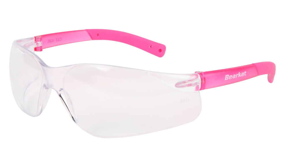 MCR Safety BearKat BK2 Series Safety Glasses, Soft Non-Slip Temple, Clear Lens/Pink Frame, One Size, BK220