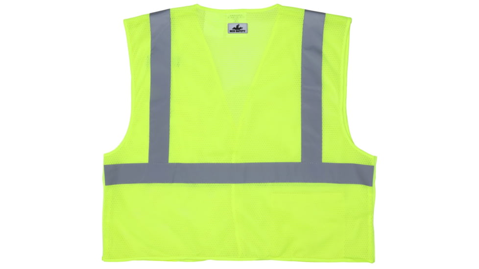 MCR Safety CL2MLPFRM Hi Vis Reflective Safety Vest, ANSI Type R Class 2, Mesh with 2in Silver Stripes, Breakaway Design with Hook and Loop Closures, Fluorescent Lime, M, CL2MLPFRM