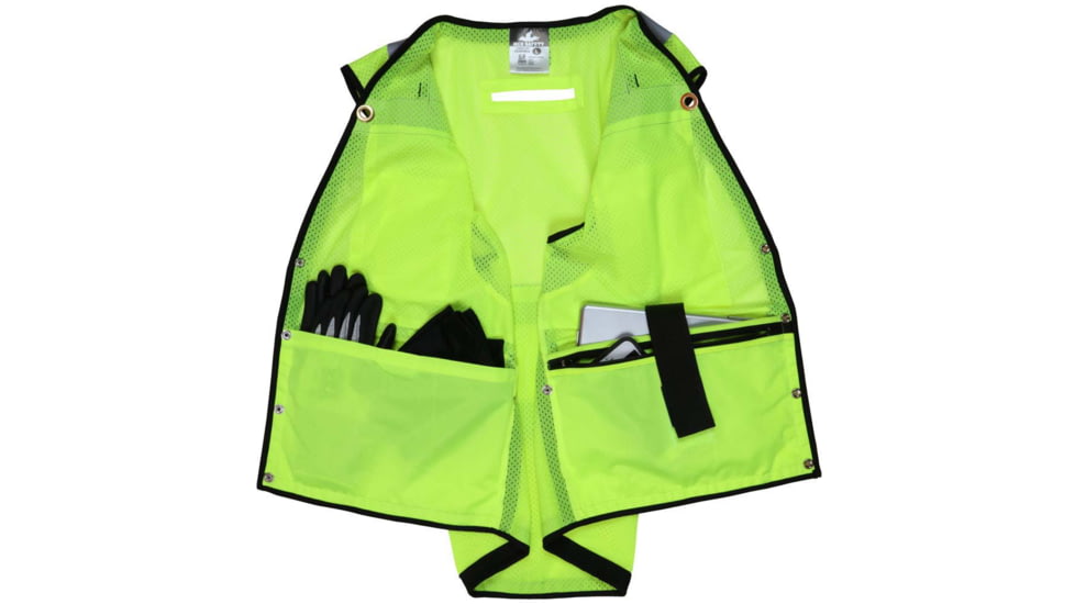 MCR Safety Luminator Series Class 2 Lime Premium Surveyor Safety Vest, Large, VSURVMLBL