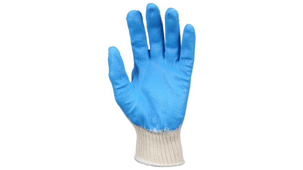 MCR Safety Cotton Polyester Work Gloves, 10 Gauge Natural Cotton Polyester Shell, Latex Coated Palm and Fingertips, Blue/White, Large, 9682L