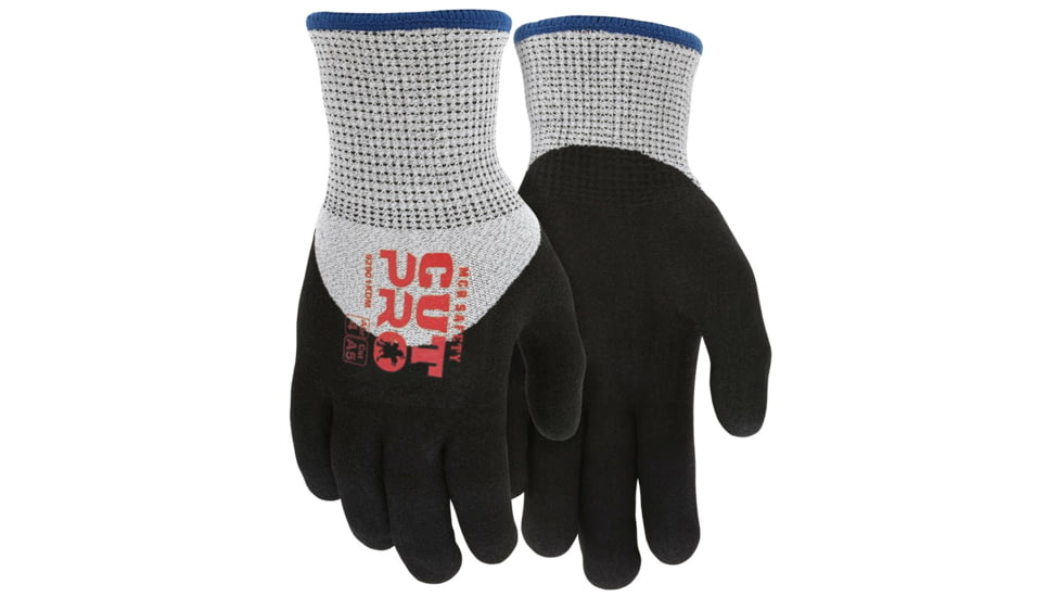 MCR Safety Cut Pro 13 Gauge HyperMax Shell, Cut, Abrasion and Puncture Resistant Work Gloves, Insulated Glove with Full Acrylic Lining, Nitrile Foam Dipped Palm and Over the Knuckle, Black/Gray, Medium, 92901KDM