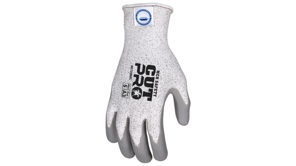 MCR Safety Cut Pro 13 Gauge Dyneema Diamond Technology Shell Cut Resistant Work Gloves, Nitrile Foam Coated Palm and Fingertips, Gray/Salt and Pepper, X - Small, 96720NFXS