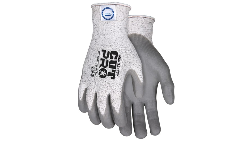 MCR Safety Cut Pro 13 Gauge Dyneema Diamond Technology Shell Cut Resistant Work Gloves, Nitrile Foam Coated Palm and Fingertips, Gray/Salt and Pepper, X - Small, 96720NFXS
