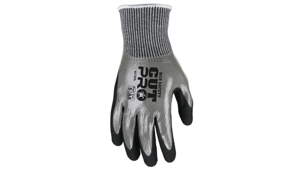 MCR Safety Cut Pro 13 Gauge Hypermax Shell Cut, Abrasion and Puncture Resistant Work Gloves, Foam Nitrile Palm Over Flat Nitrile Dip, Black/Salt and Pepper, XX - Large, 92783XXL