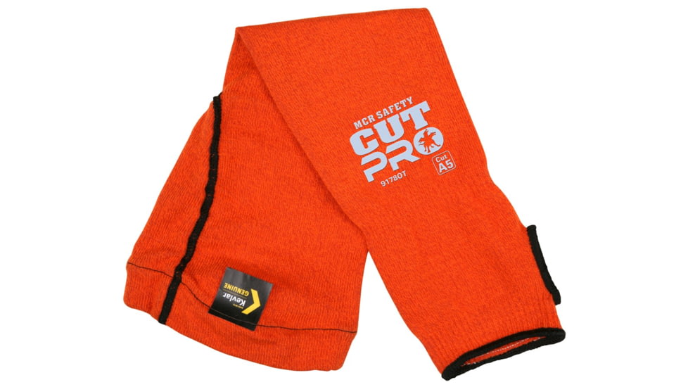 MCR Safety Cut Pro 7 Gauge DuPont Kevlar Cut Resistant Sleeves with Elbow Gusset, 18in Length with Thumb Slot, Orange, One Size, 9178OT