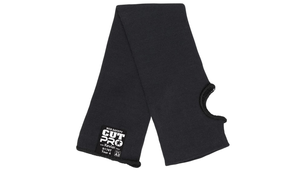 MCR Safety Cut Pro Double Ply DuPont Kevlar Cut Resistant Sleeves with Thumb Slot, 18in x 3 1/4in, Black, One Size, 9178T